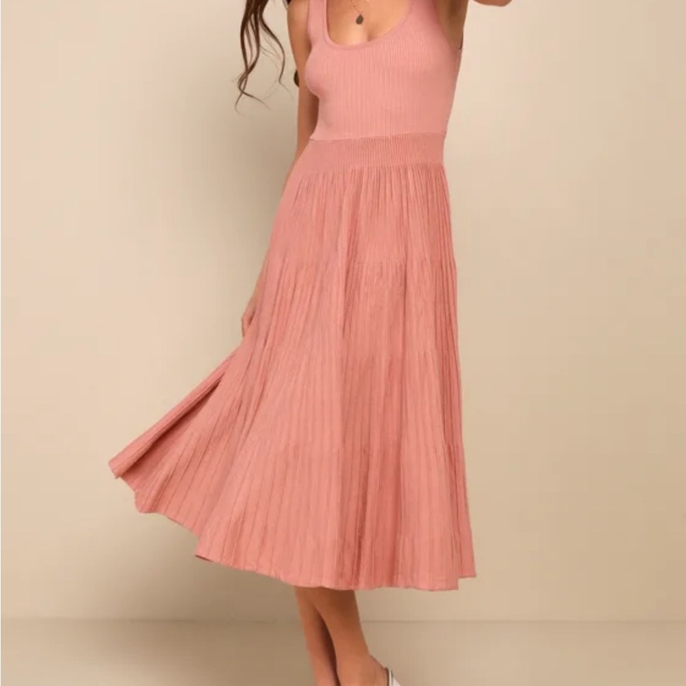 Lulus Dusty Rose Midi Sweater Dress, Size S